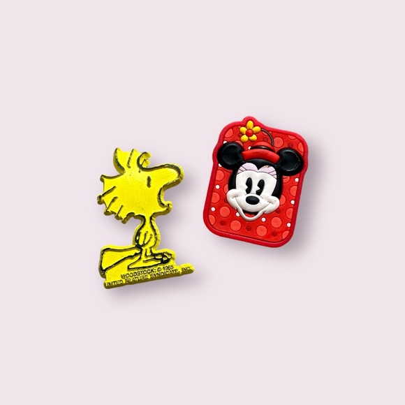 Disney Other - Set Of Two Refrigerator Magnets Peanuts 1965 Woodstock And Minnie Mouse